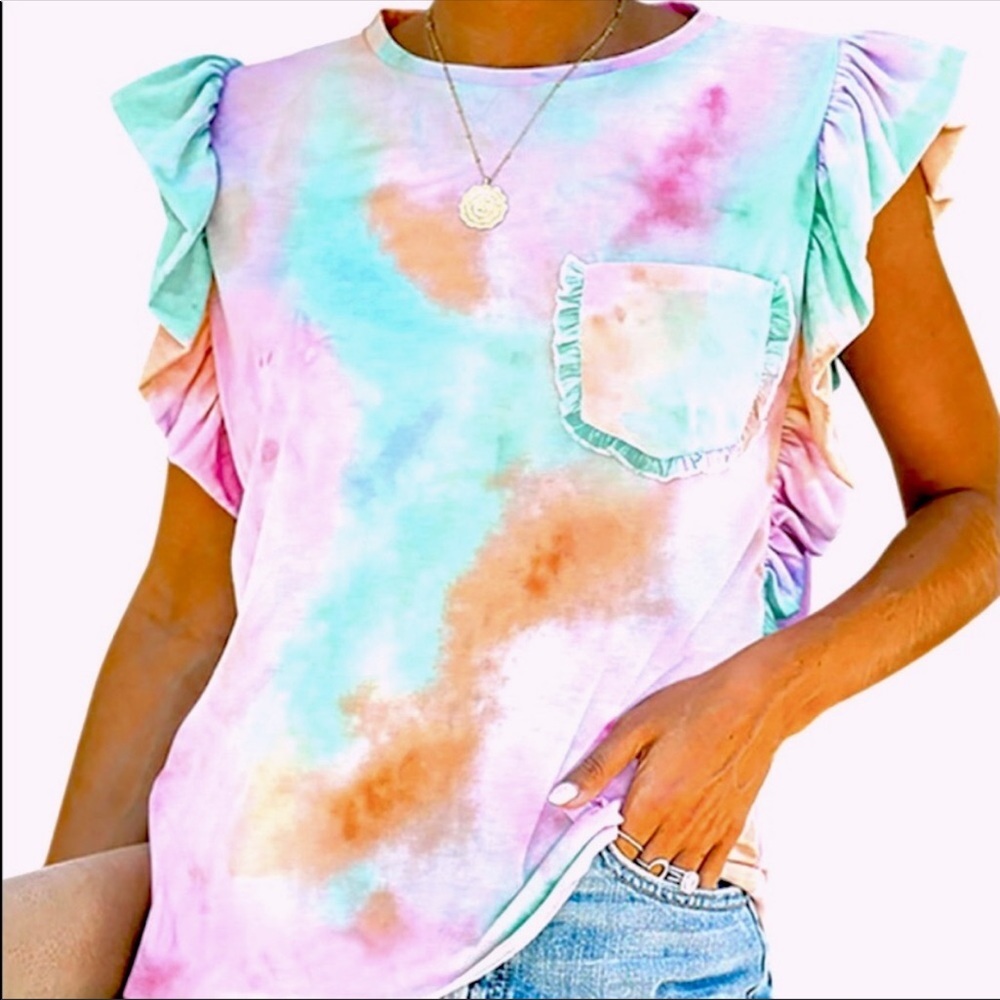 NWOT Multi colored tie dyed rag sleeve